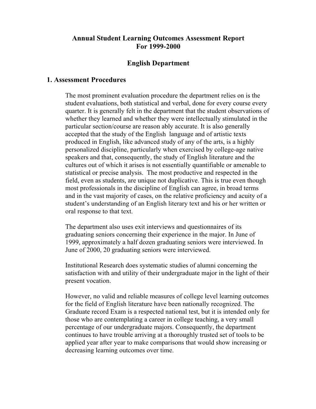 Annual Student Learning Outcomes Assessment Report s1