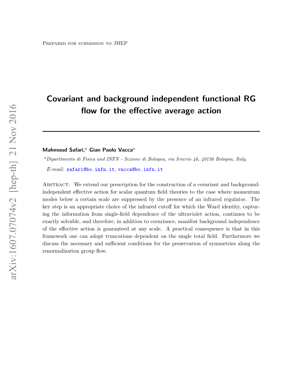 Covariant and Background Independent Functional RG Flow For