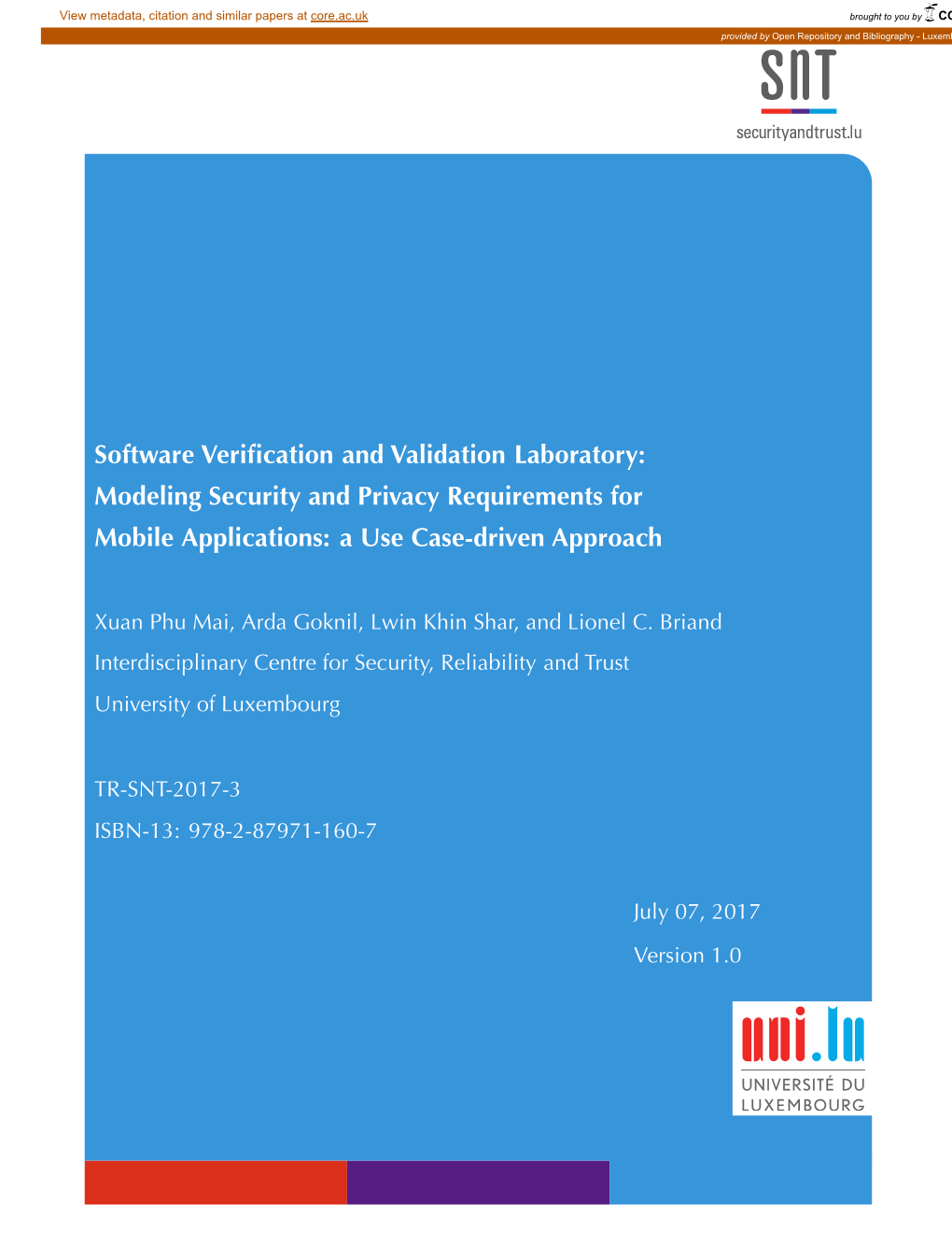 Software Verification and Validation Laboratory: Modeling Security And