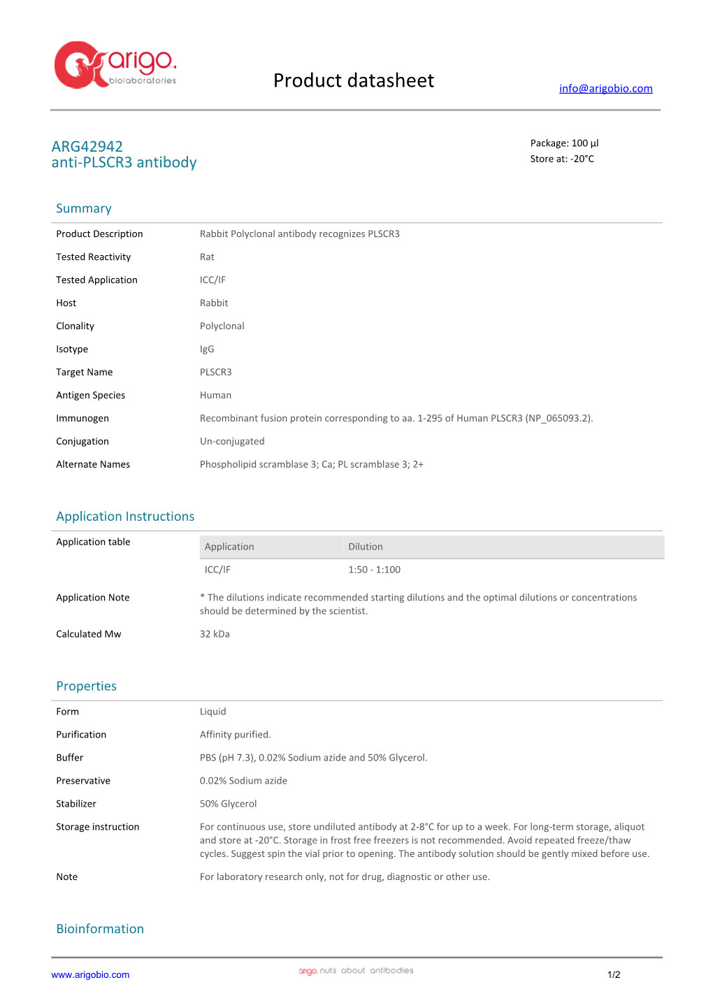 Anti-PLSCR3 Antibody (ARG42942)