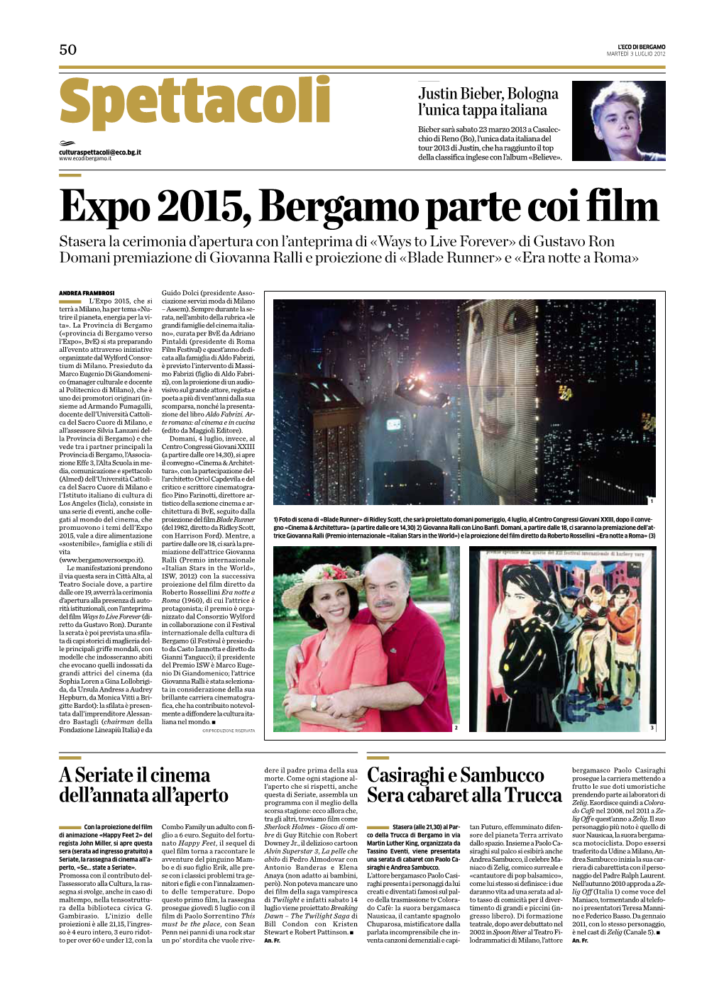 Expo 2015, Bergamo Parte Coi Film