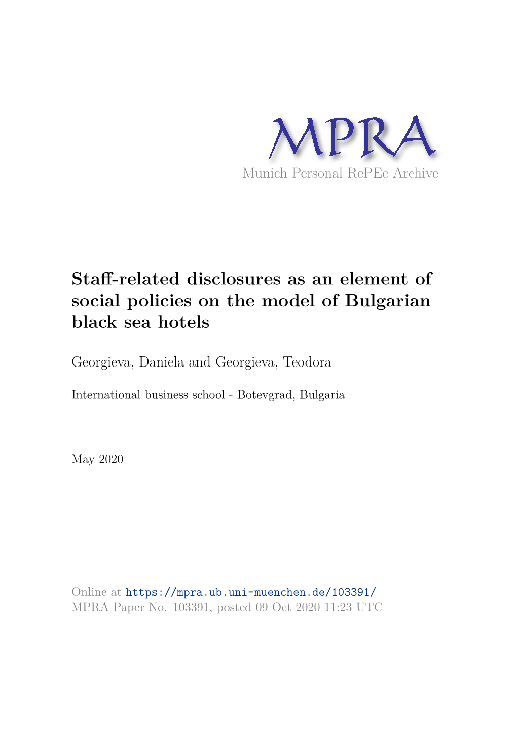 Staff-Related Disclosures As an Element of Social Policies on The