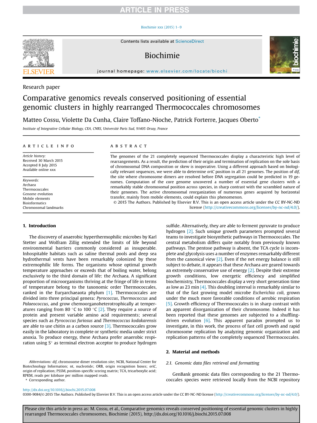 Comparative Genomics Reveals Conserved Positioning of Essential Genomic Clusters in Highly Rearranged Thermococcales Chromosomes