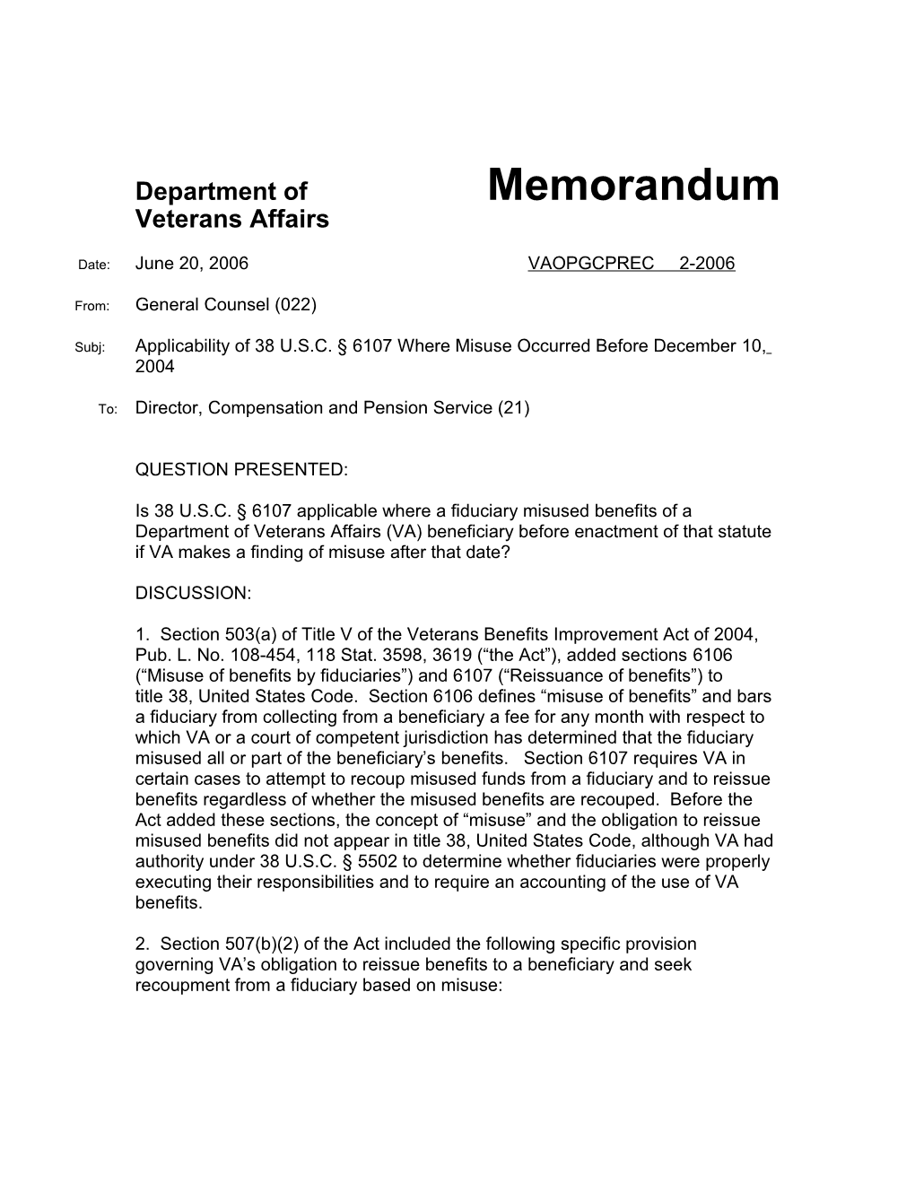 Department of Memorandum s2