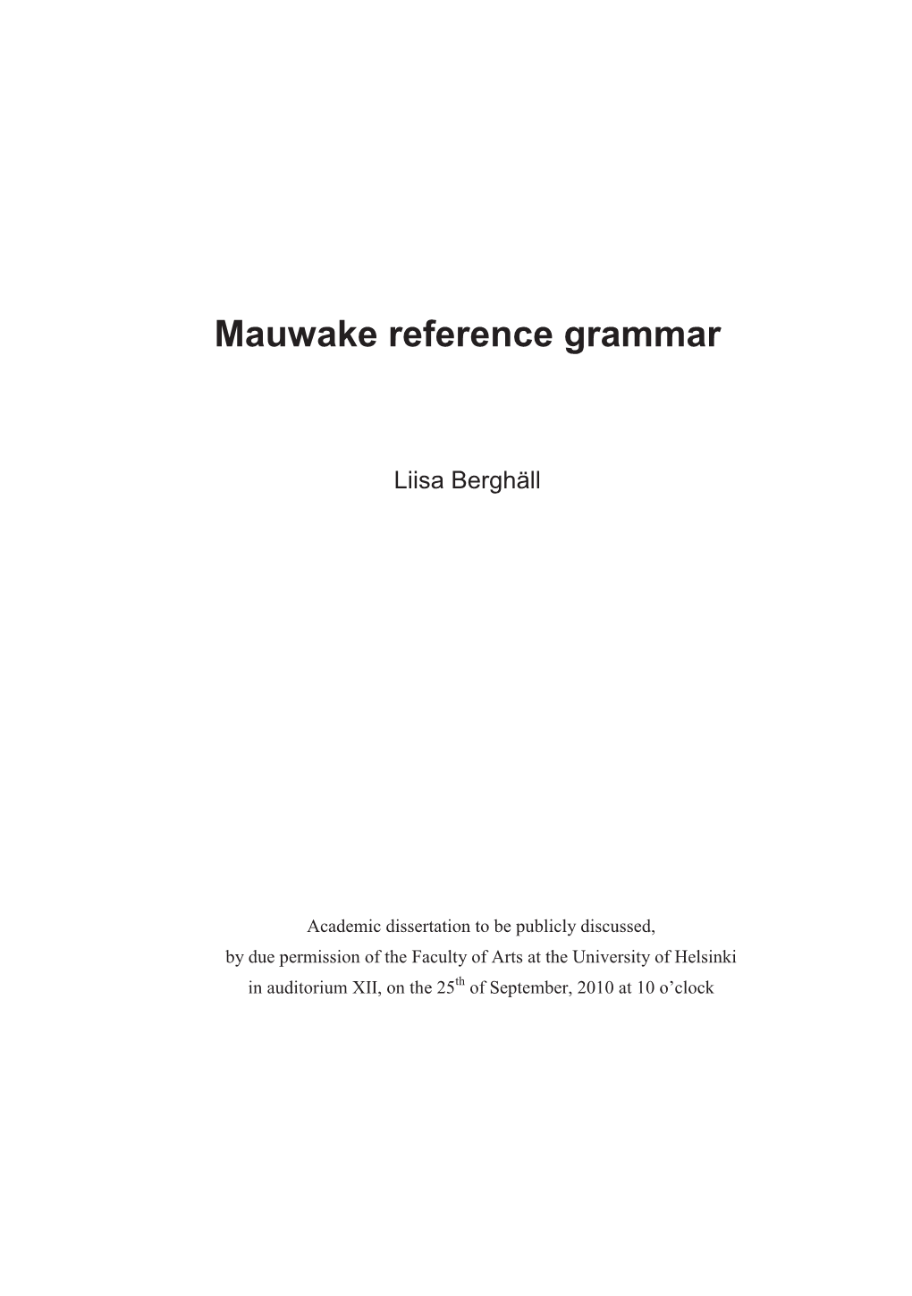 Mauwake Reference Grammar (Berghäll).Pdf