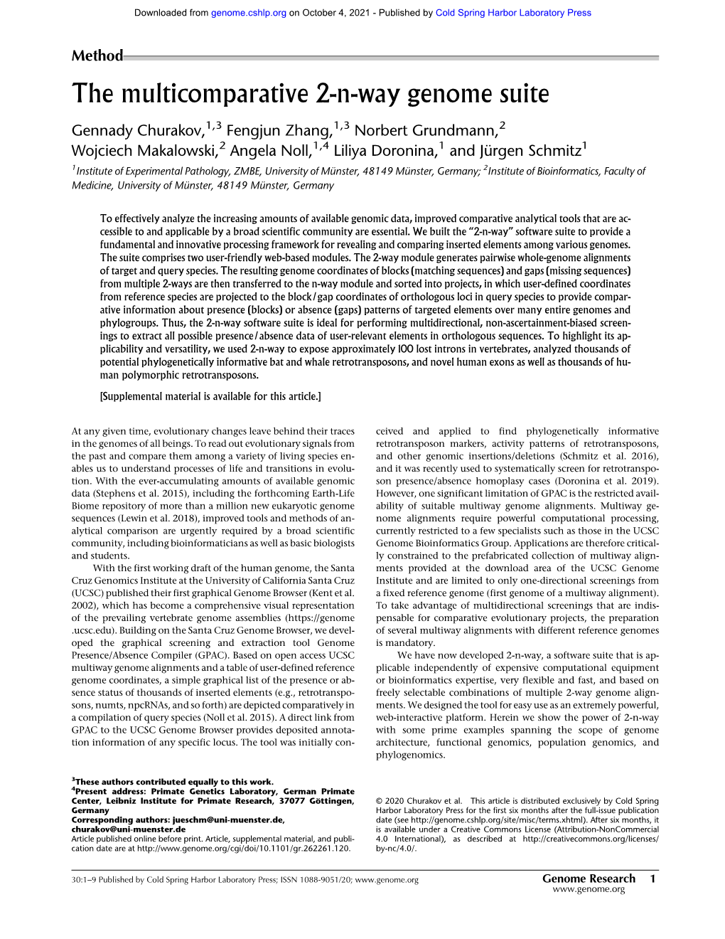 The Multicomparative 2-N-Way Genome Suite