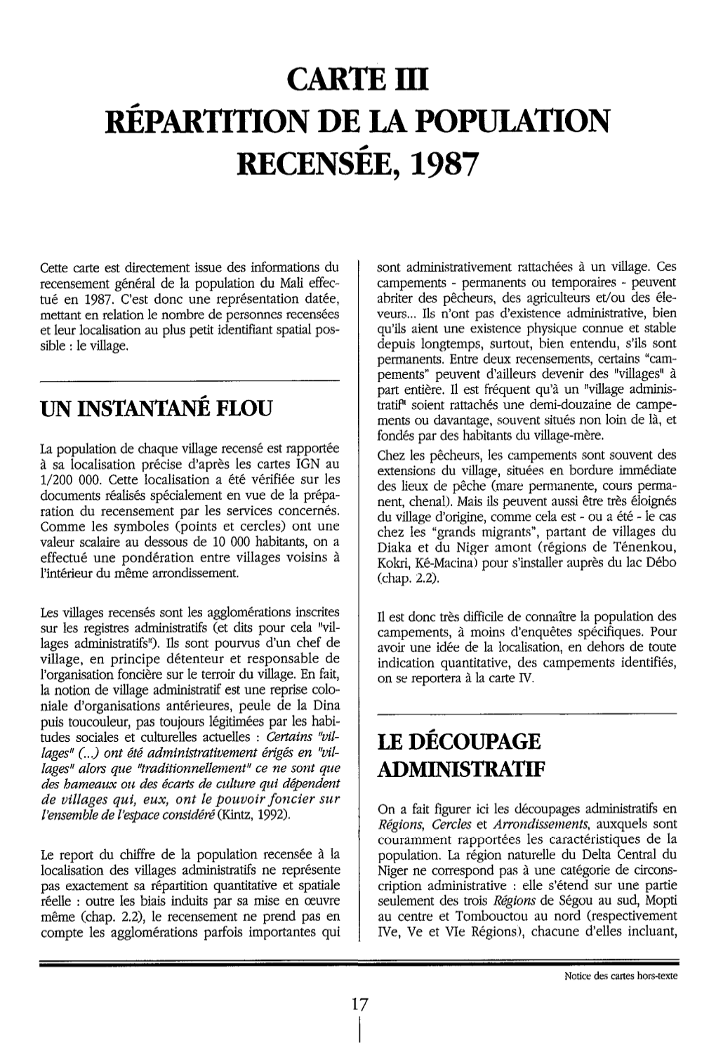 Carte 3 : Répartition De La Population Recensée, 1987