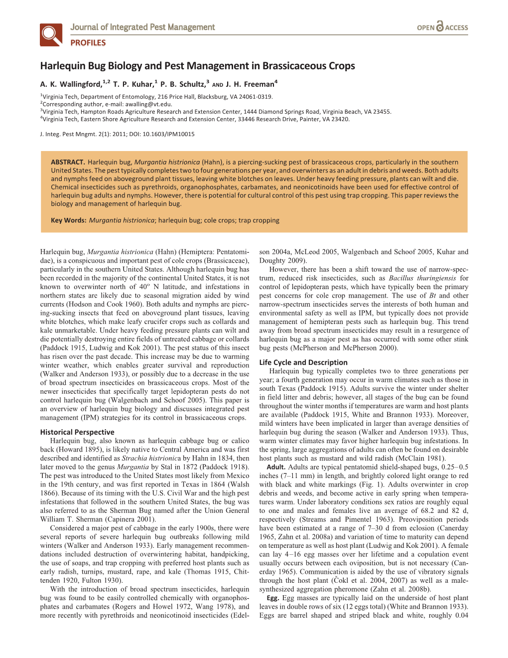 Harlequin Bug Biology and Pest Management in Brassicaceous Crops