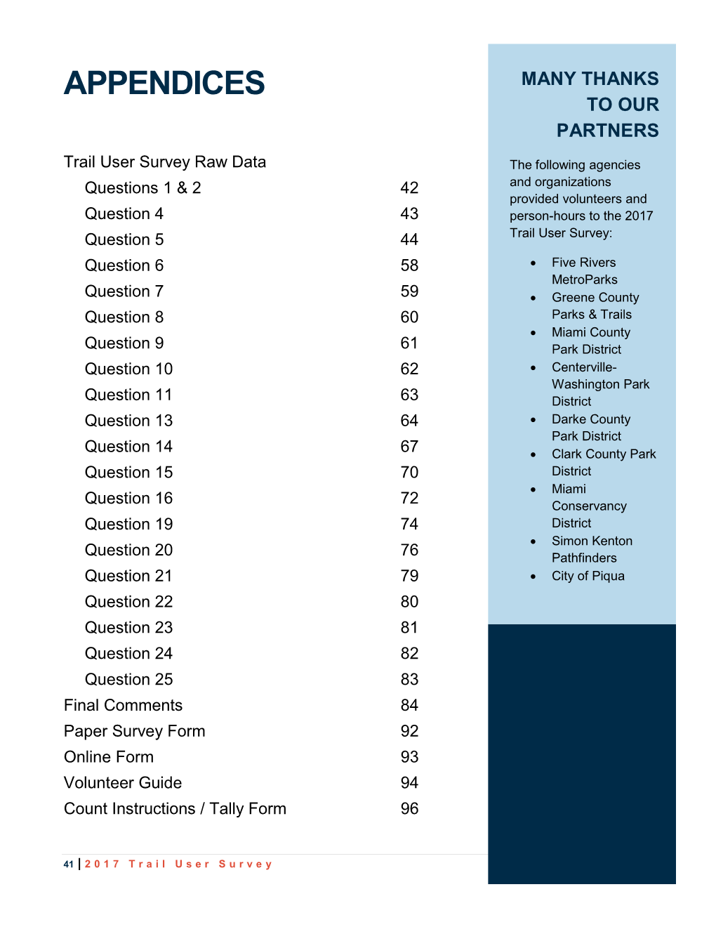 Miami Valley Trail User Survey Report