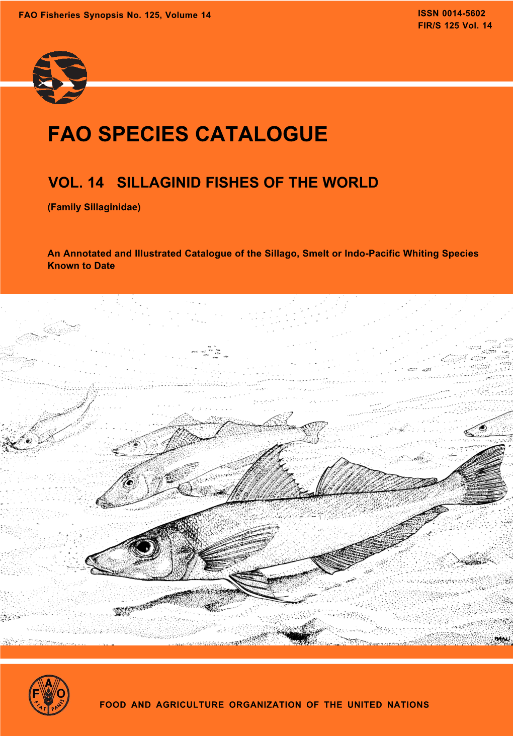 FAO Species Catalogue. Vol.14. Sillaginid Fishes of the World