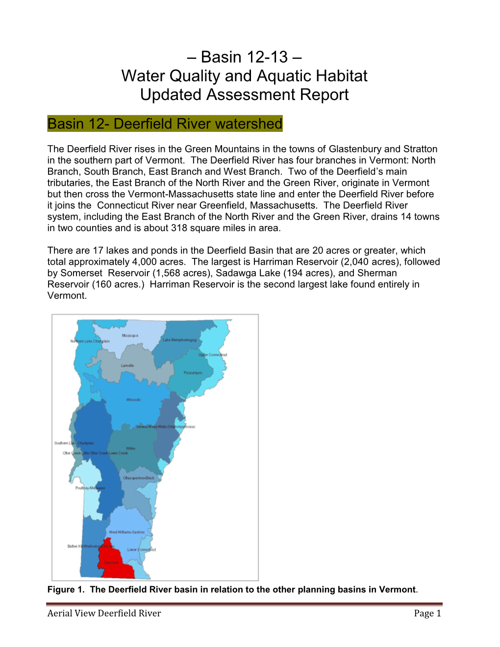 Water Quality and Aquatic Habitat Updated Assessment Report