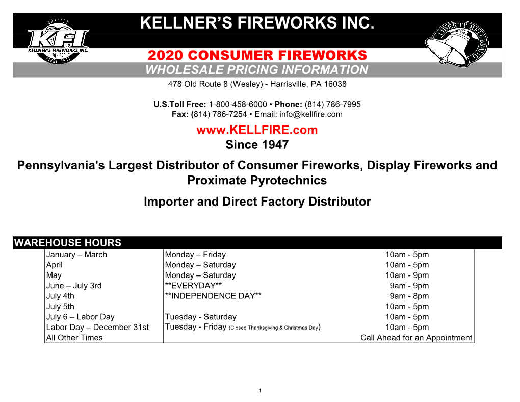 Kellner's Fireworks Inc