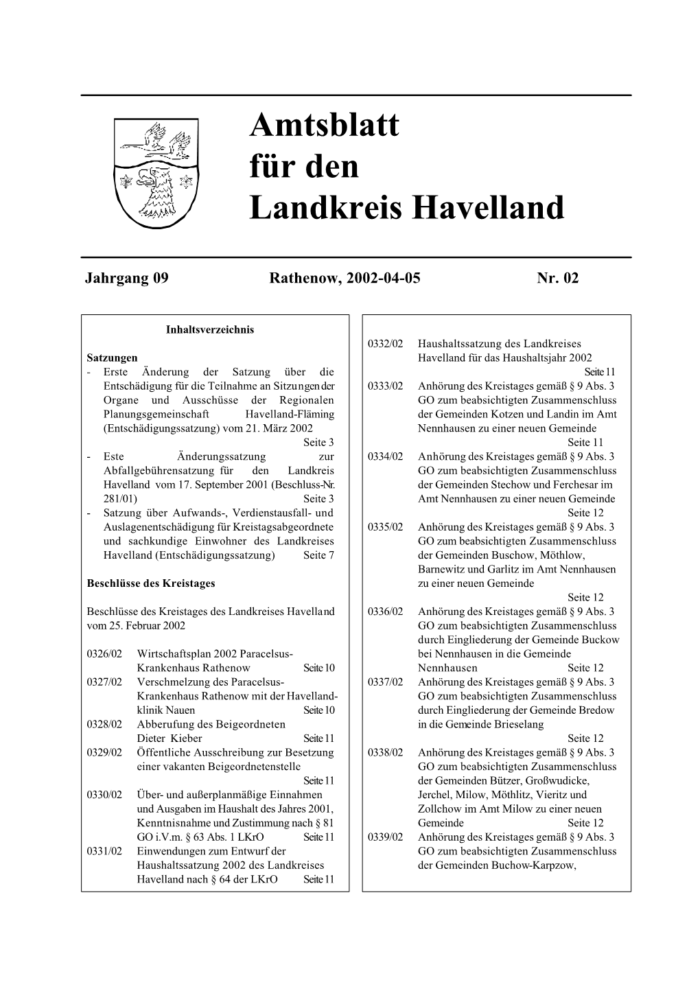 Amtsblatt Für Den Landkreis Havelland