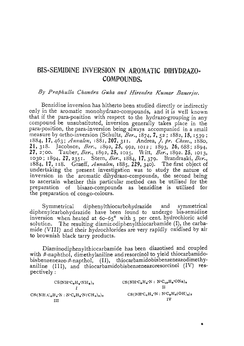 Benzidine Inversion Has Hitherto Been Studied Directly Or Indirectly