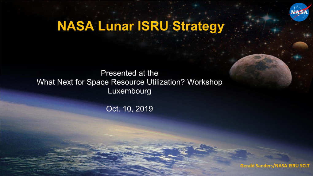 NASA Lunar ISRU Strategy