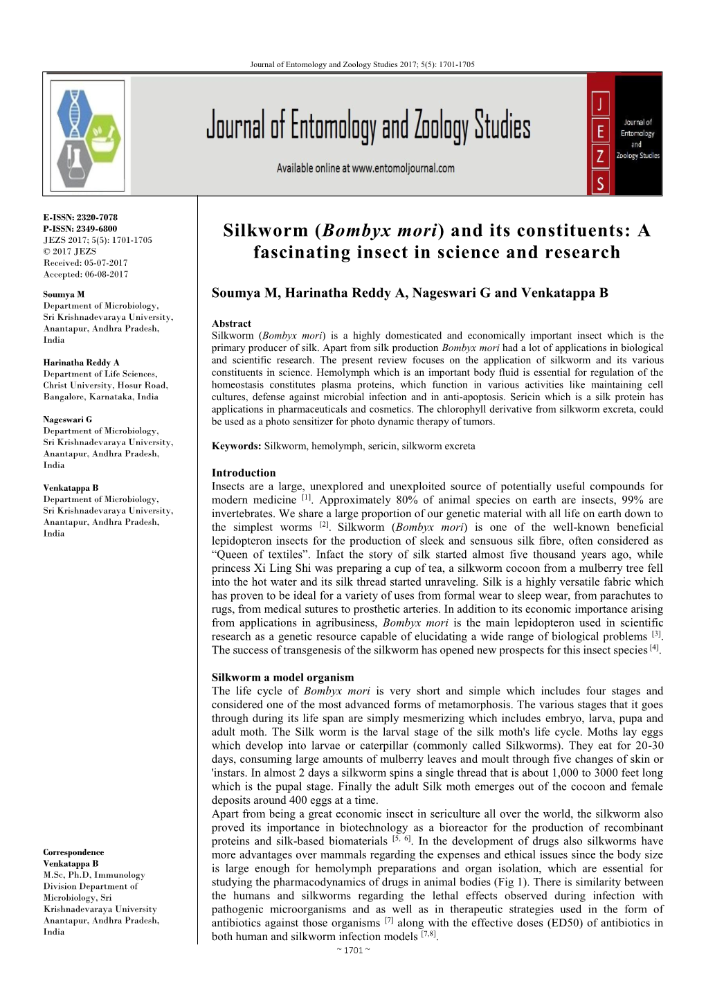 Silkworm (Bombyx Mori) and Its Constituents: a Fascinating Insect in Science and Research