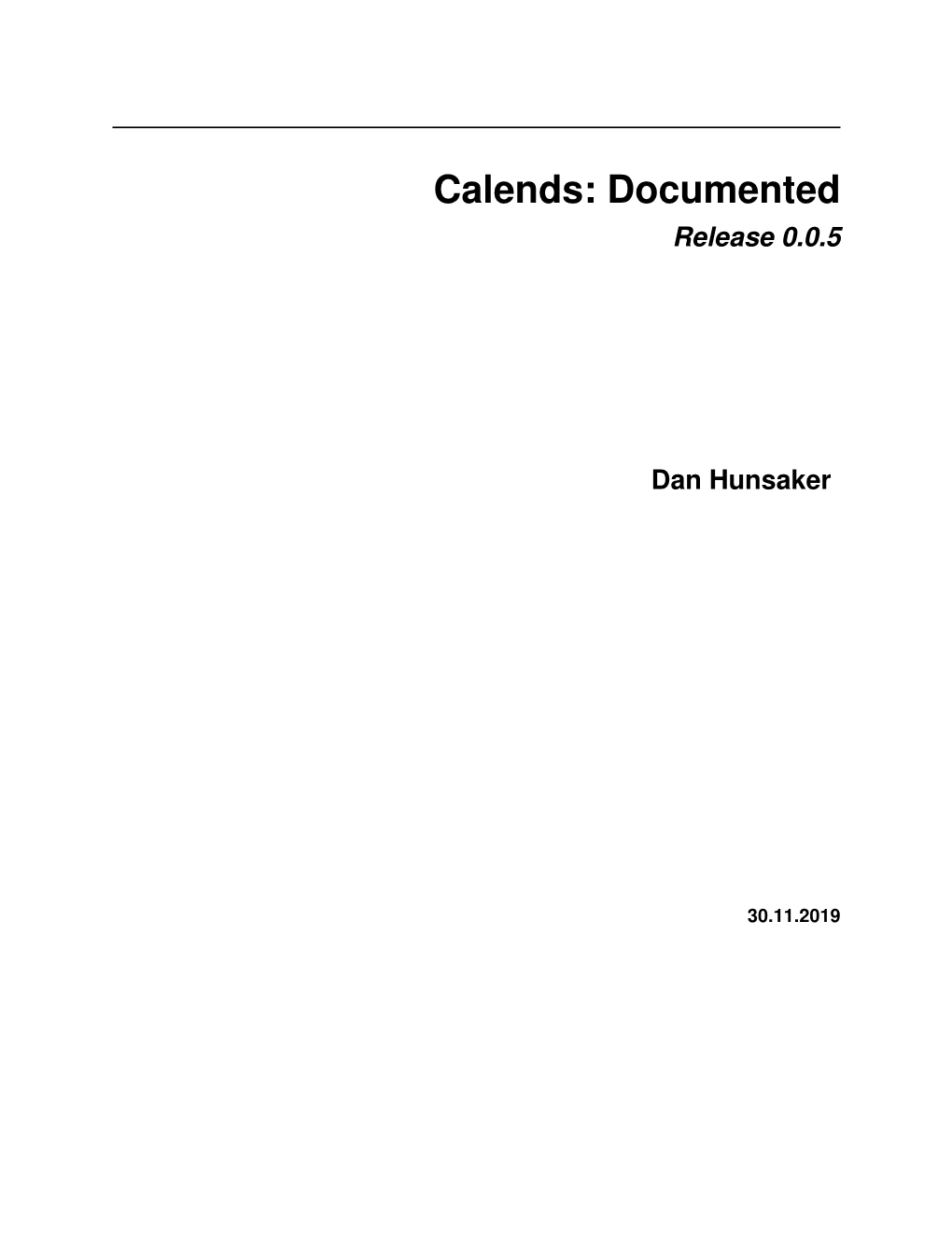 Calends: Documented Release 0.0.5