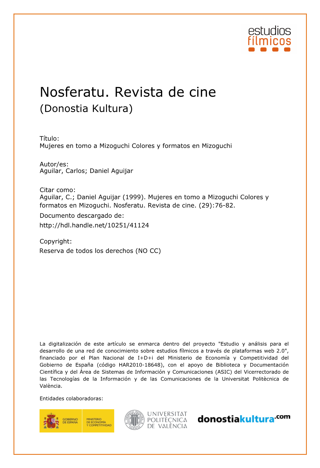 Nosferatu. Revista De Cine (Donostia Kultura)