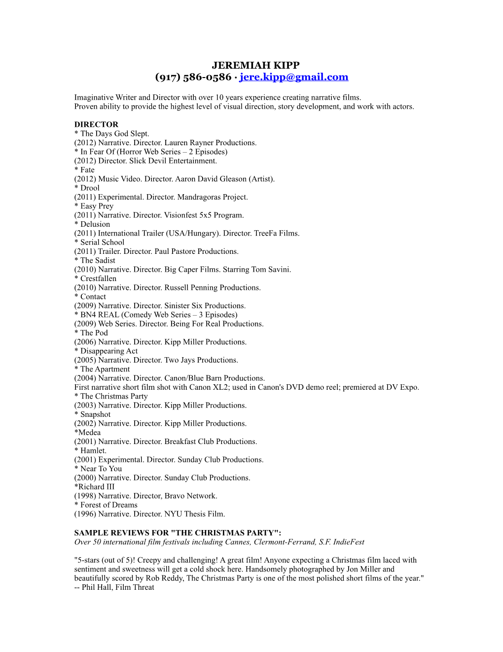 Download Jeremiah's Directing Resume [.Pdf]