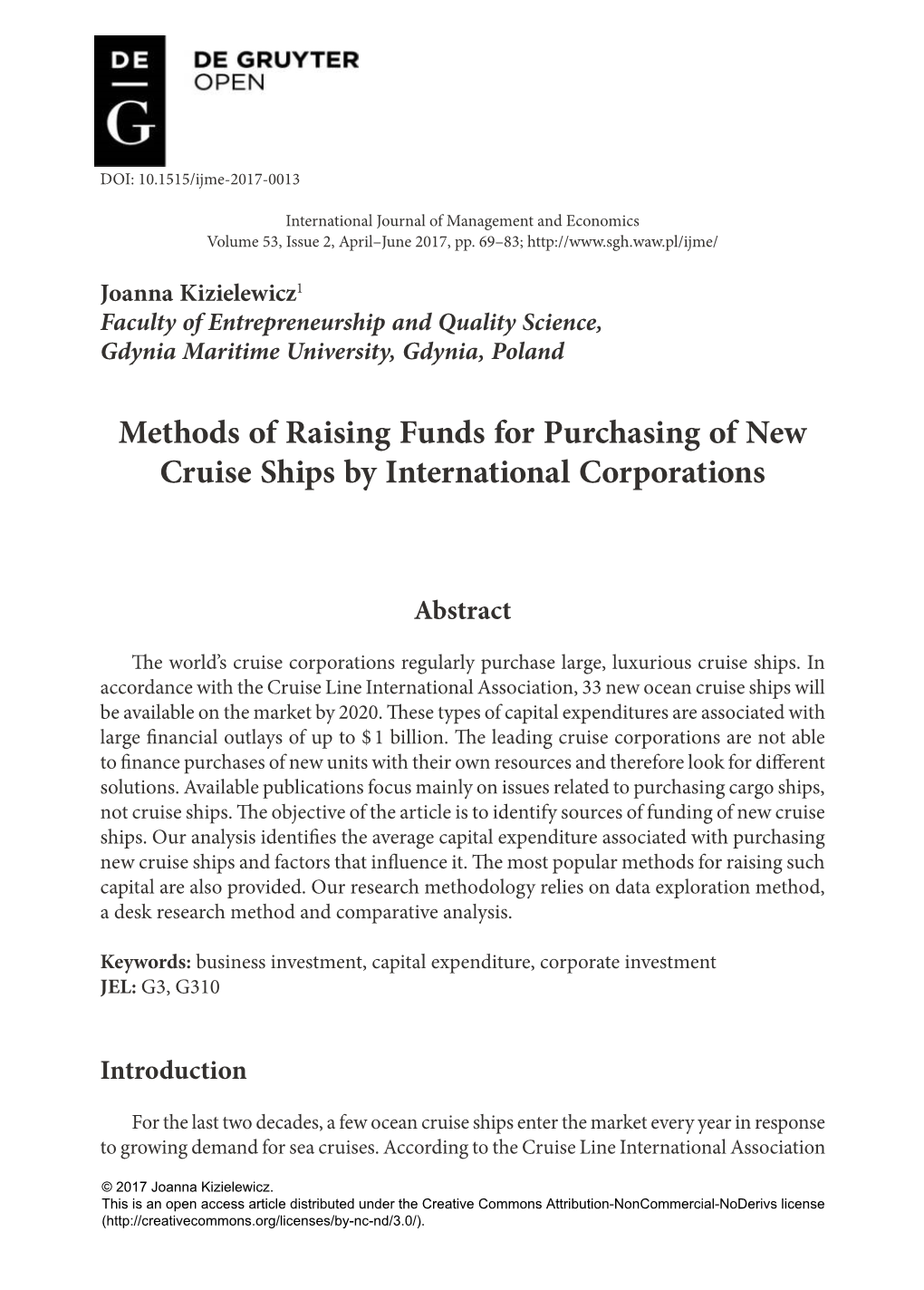 Methods of Raising Funds for Purchasing of New Cruise Ships by International Corporations