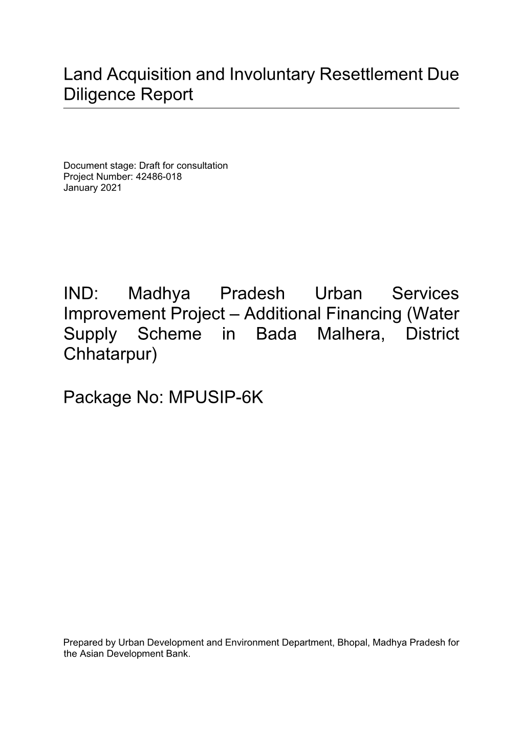 42486-018: Madhya Pradesh Urban Services