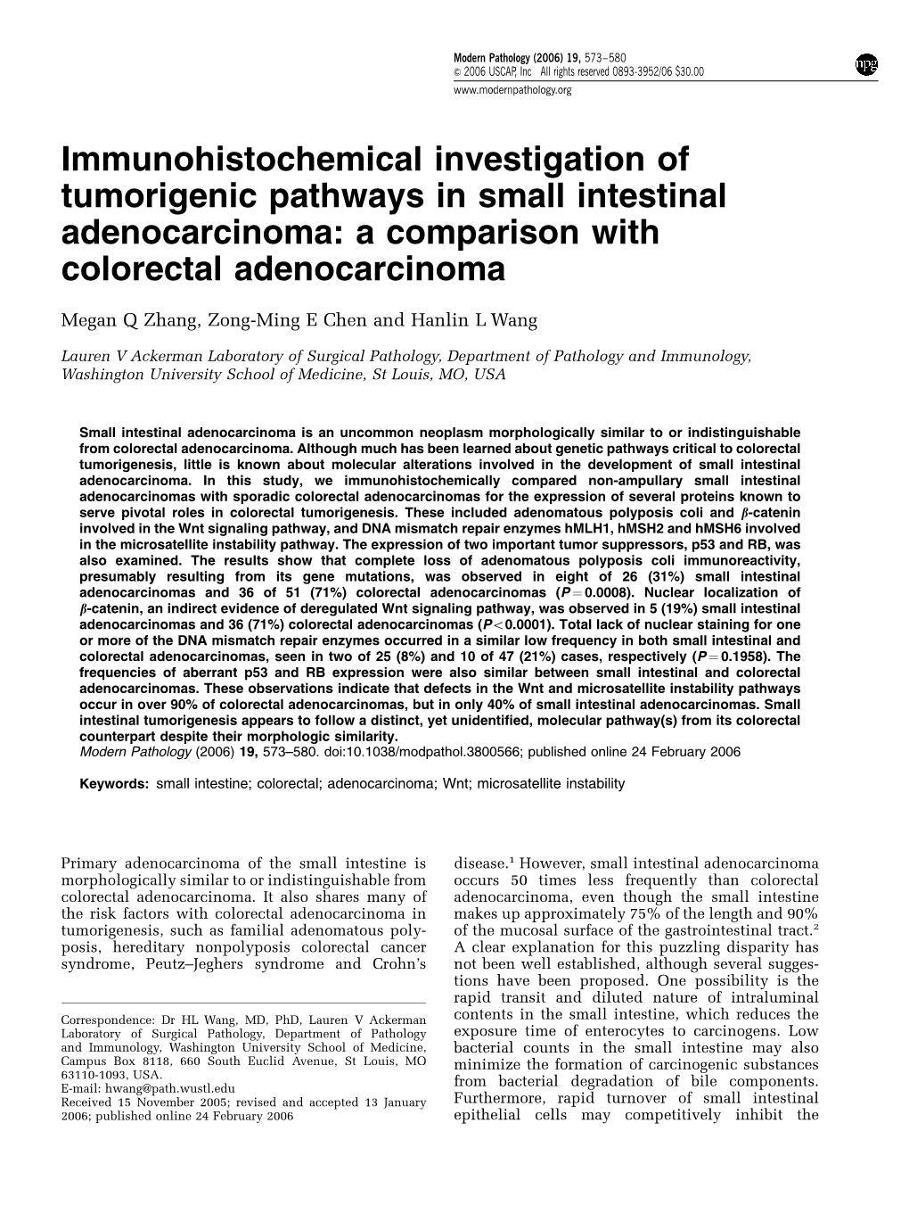 Immunohistochemical Investigation of Tumorigenic Pathways in Small Intestinal Adenocarcinoma: a Comparison with Colorectal Adenocarcinoma