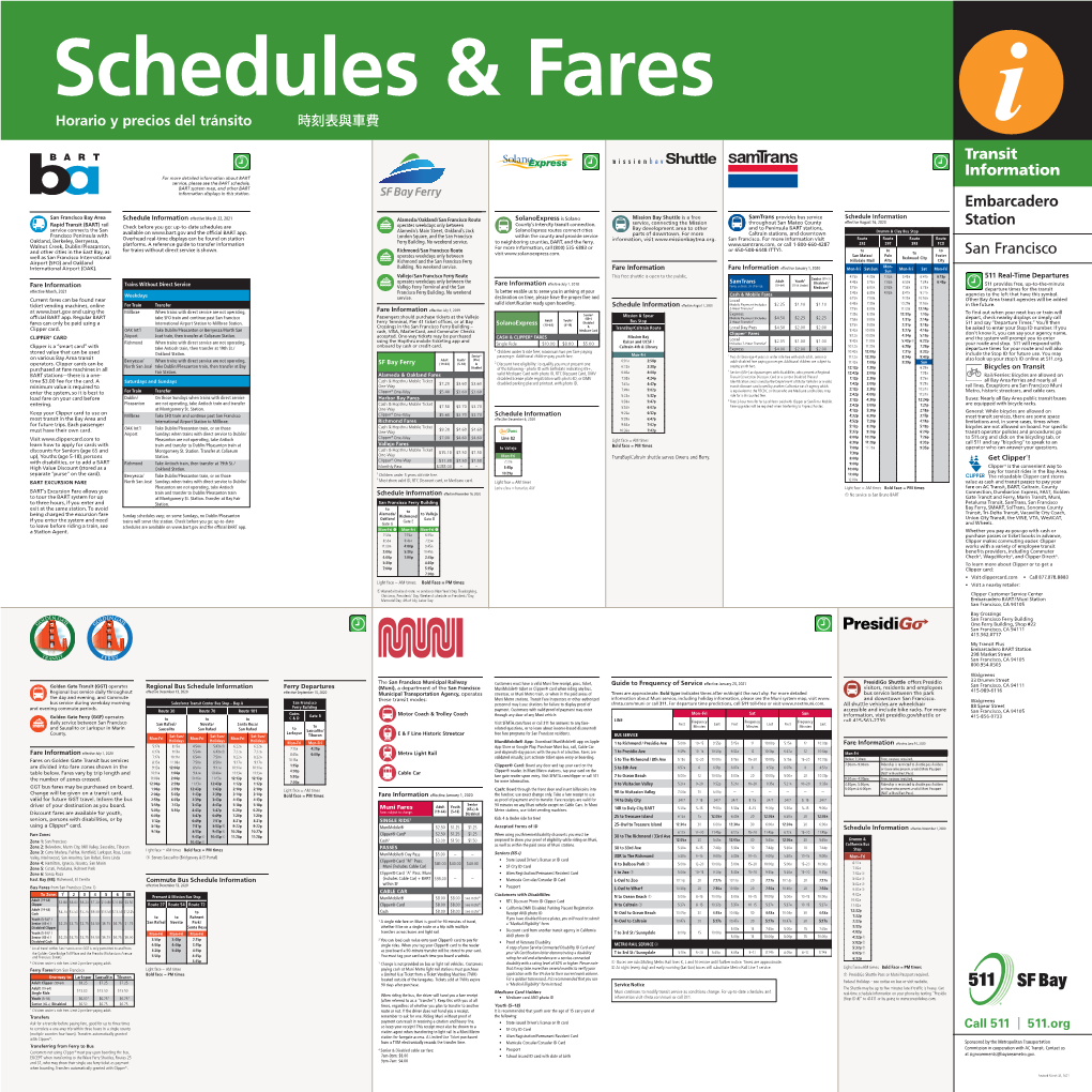 Transit Information Embarcadero Station San Francisco