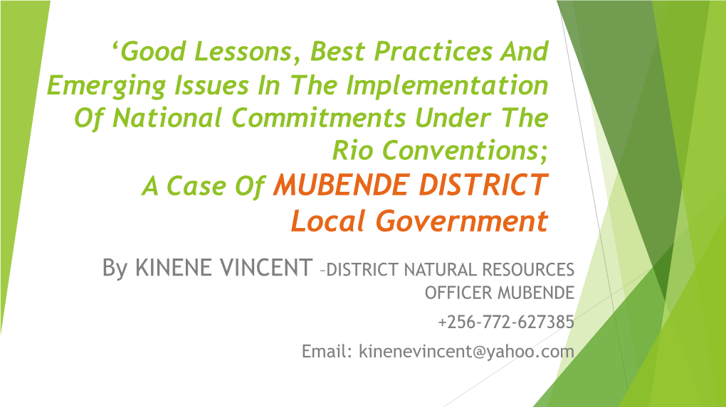 MUBENDE DISTRICT Local Government