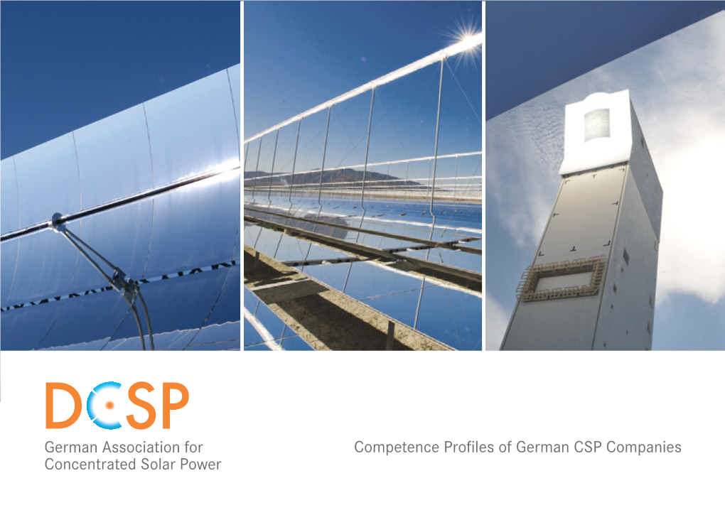 German Association for Concentrated Solar Power Competence Profiles of German CSP Companies
