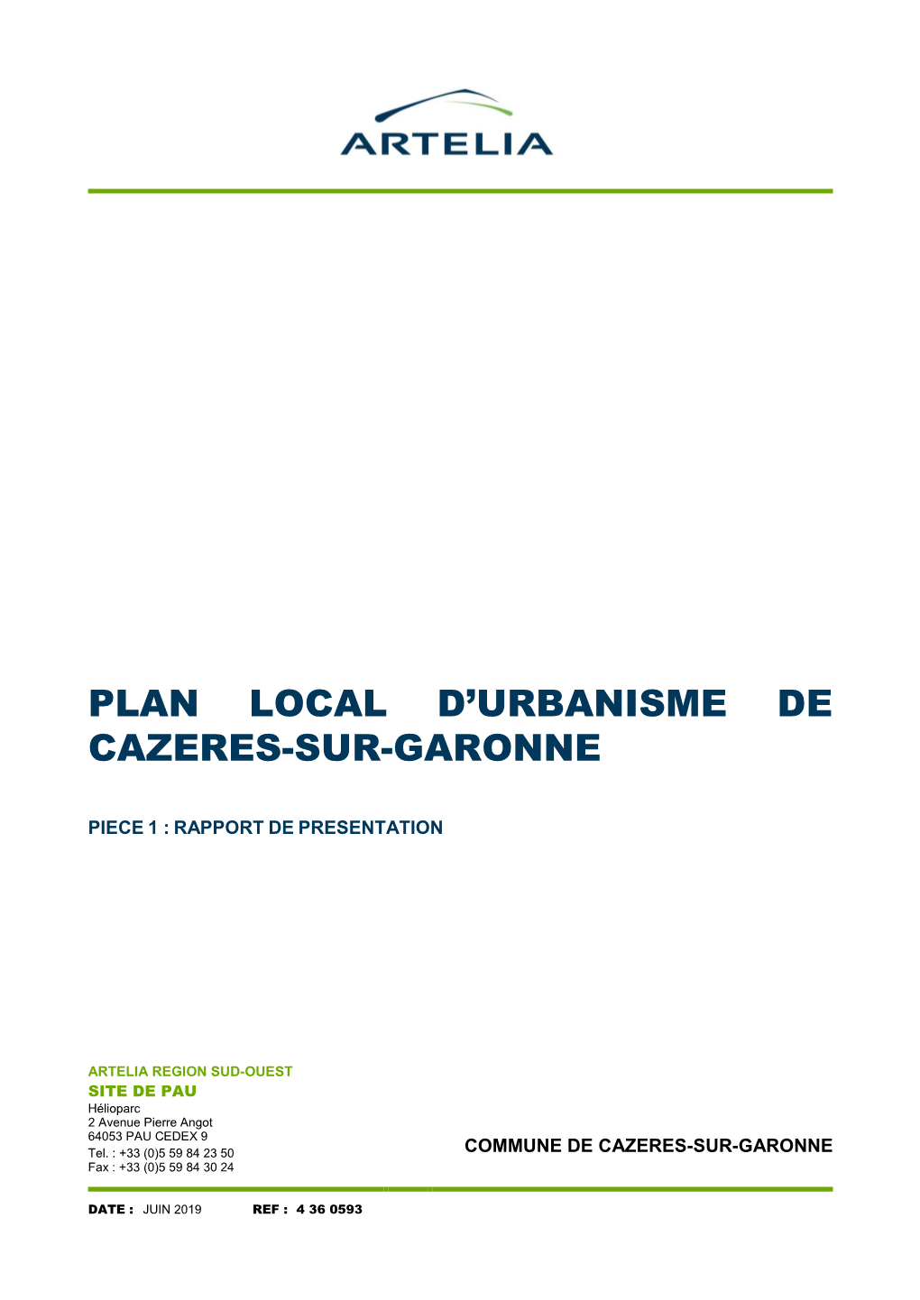 Plan Local D'urbanisme De Cazeres-Sur-Garonne