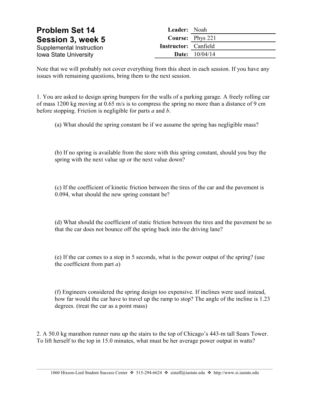 (A) What Should the Spring Constant Be If We Assume the Spring Has Negligible Mass?