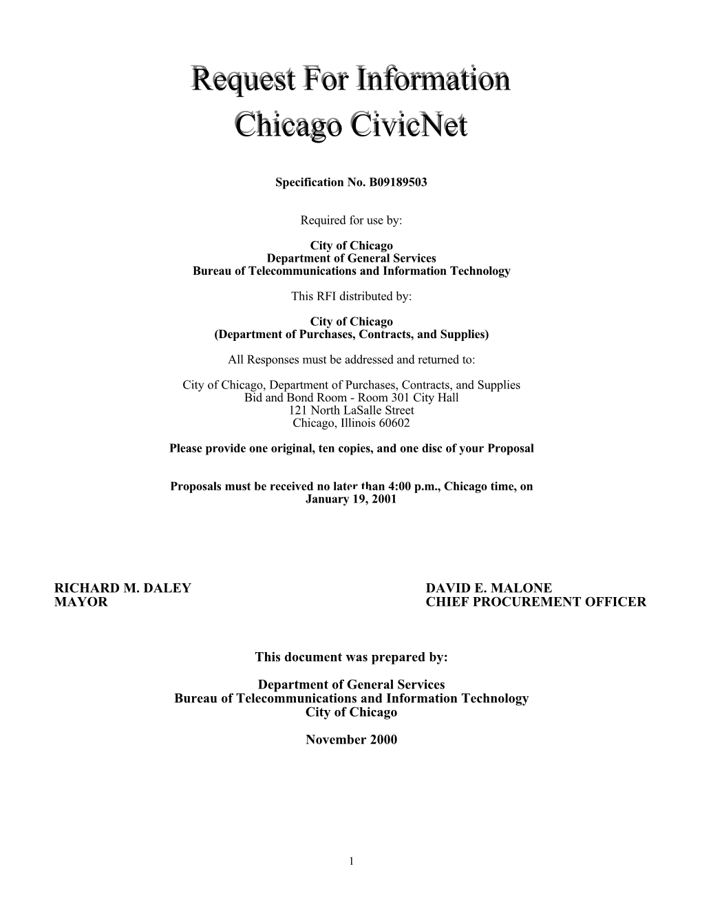 Request for Information Chicago Civicnet