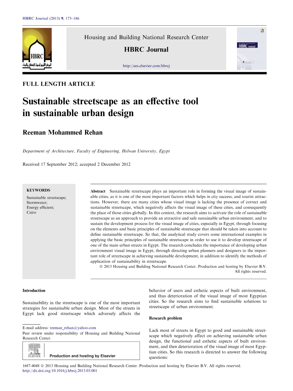 Sustainable Streetscape As an Effective Tool in Sustainable Urban Design 175