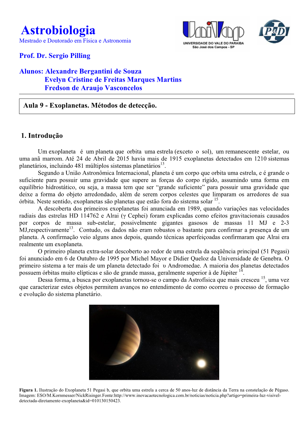 Exoplanetas. Métodos De Detecção