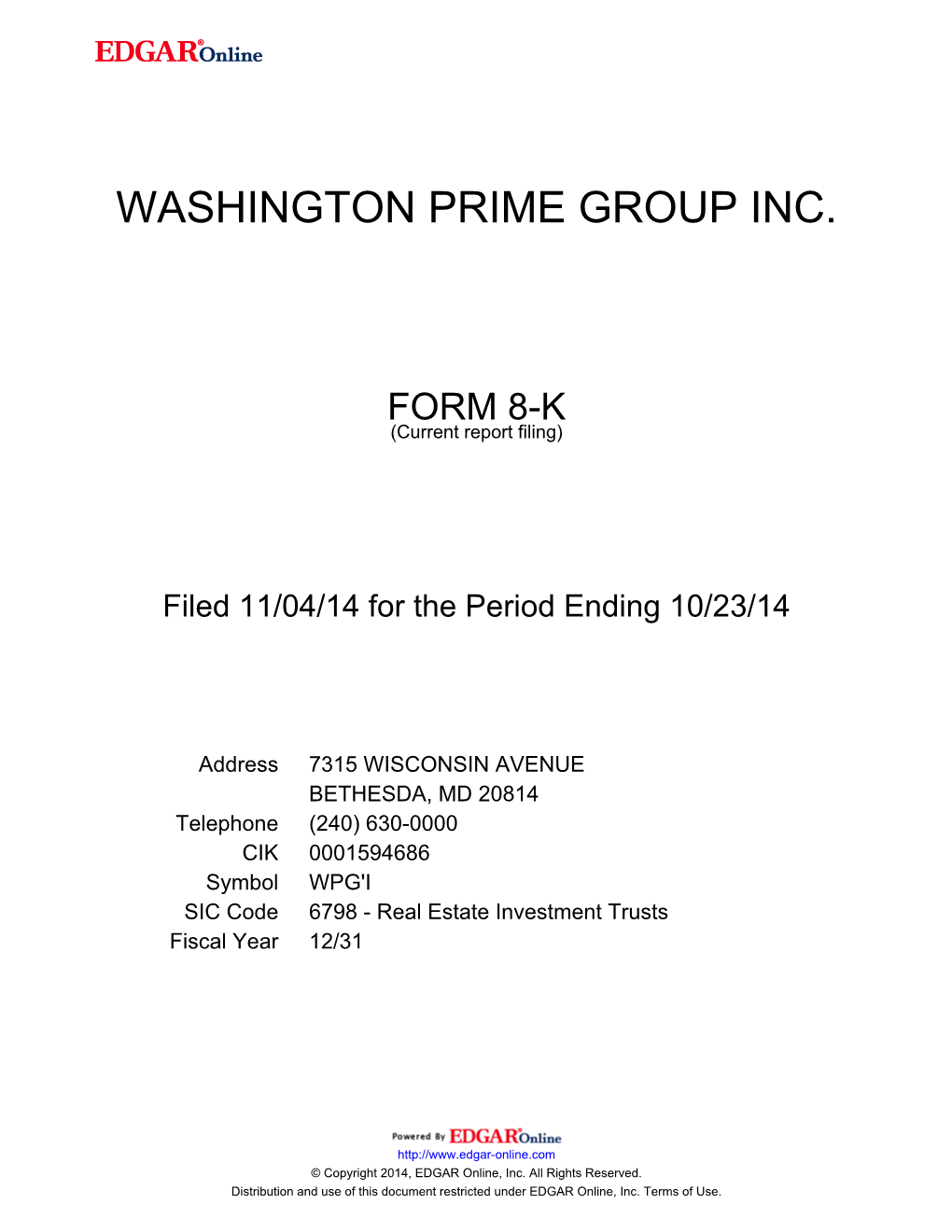 Washington Prime Group Inc