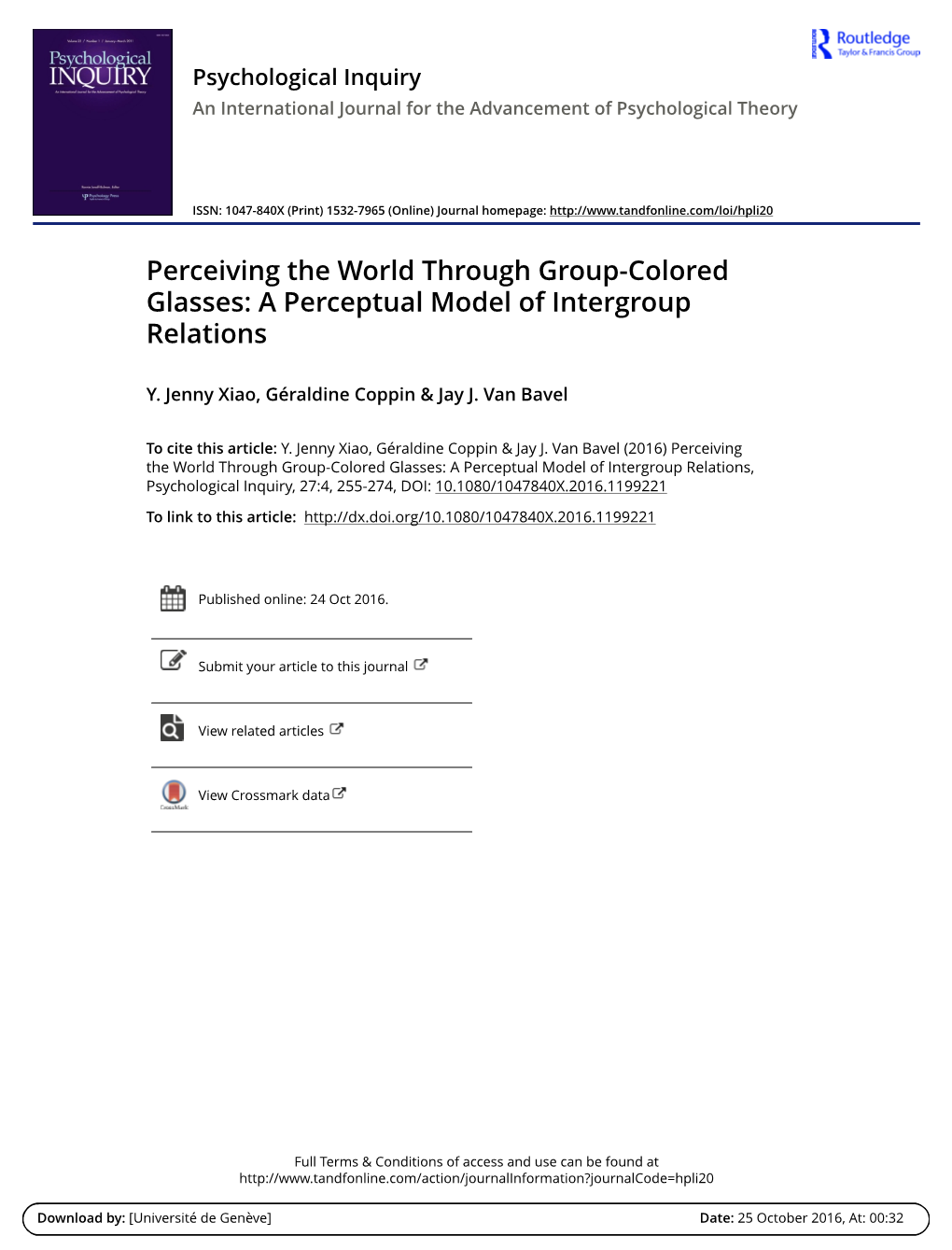 A Perceptual Model of Intergroup Relations