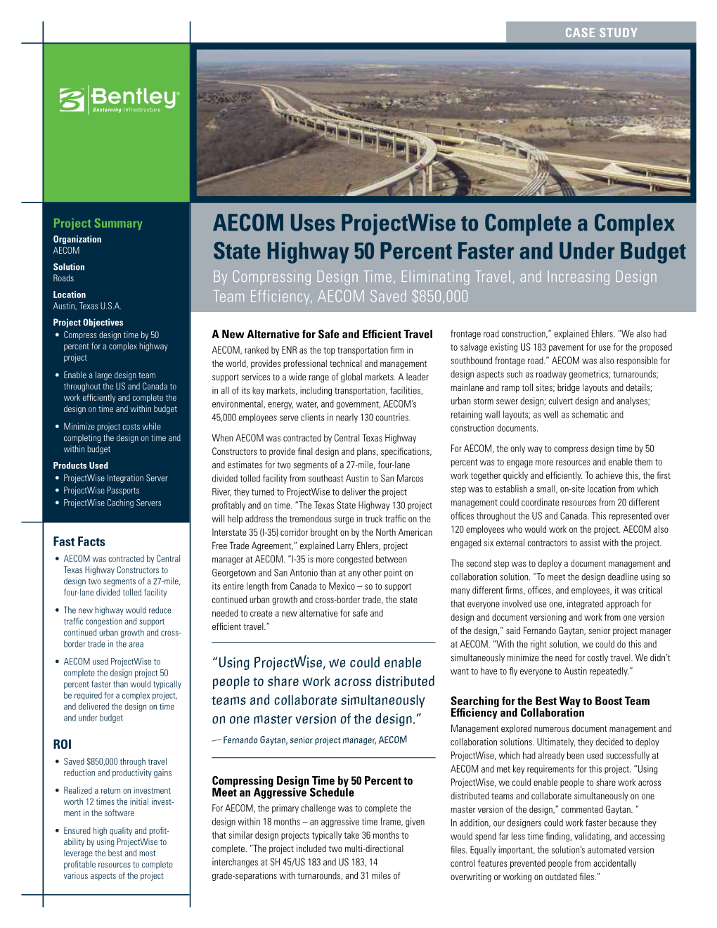 Aecom Uses Projectwise to Complete a Complex State Highway 50