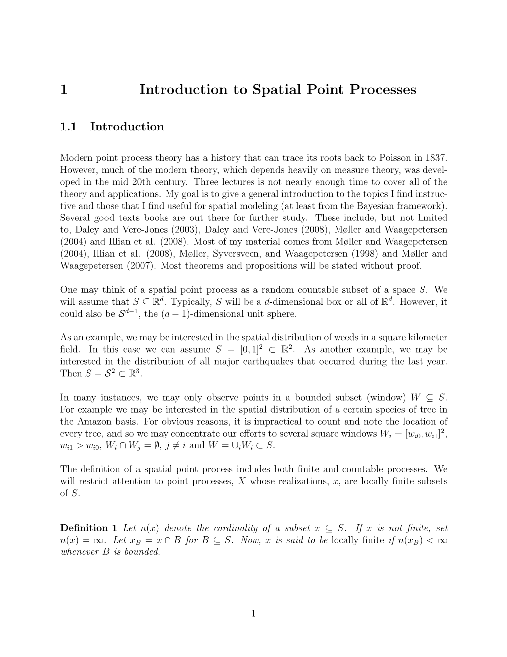 1 Introduction to Spatial Point Processes