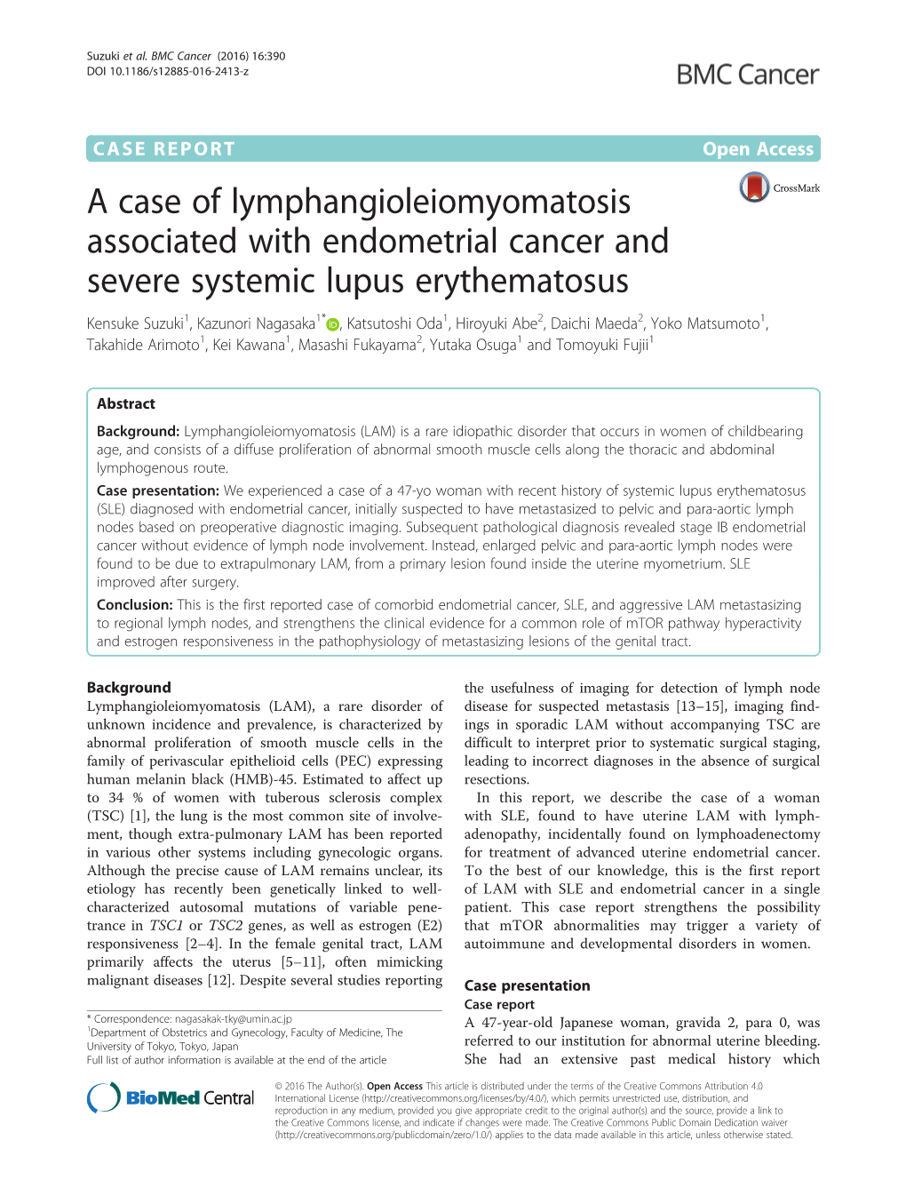 A Case of Lymphangioleiomyomatosis Associated with Endometrial Cancer