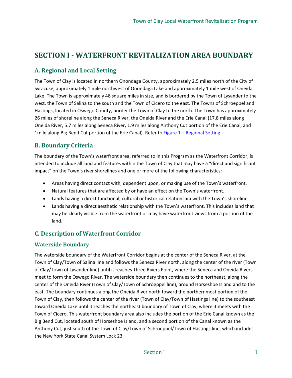 Section I. Waterfront Revitalization Area Boundary