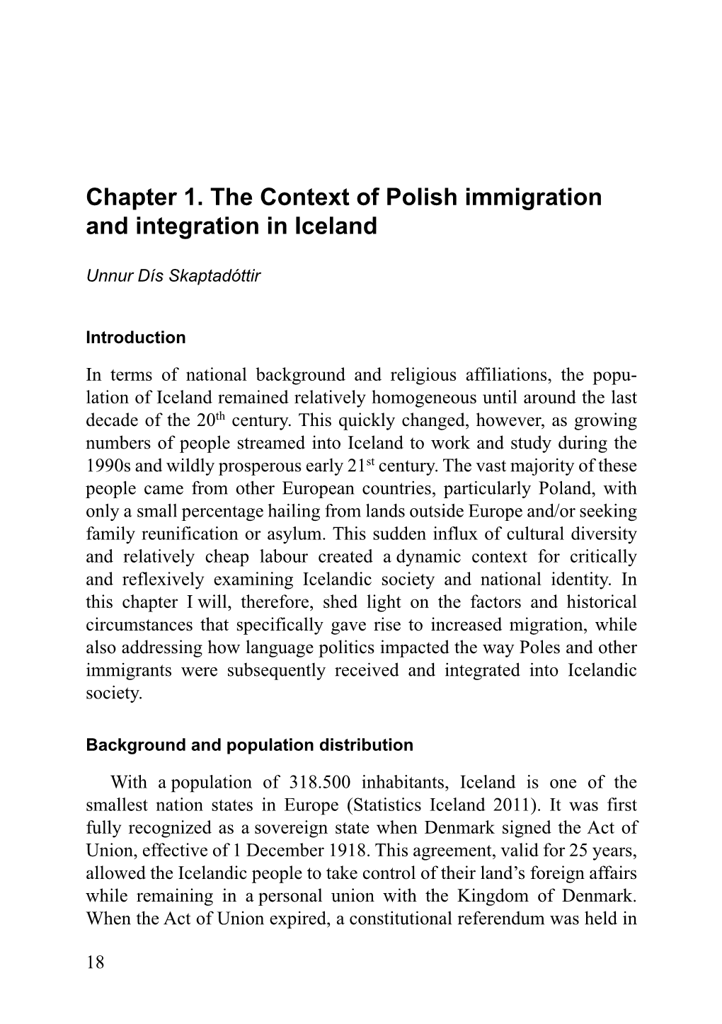 Chapter 1. the Context of Polish Immigration and Integration in Iceland