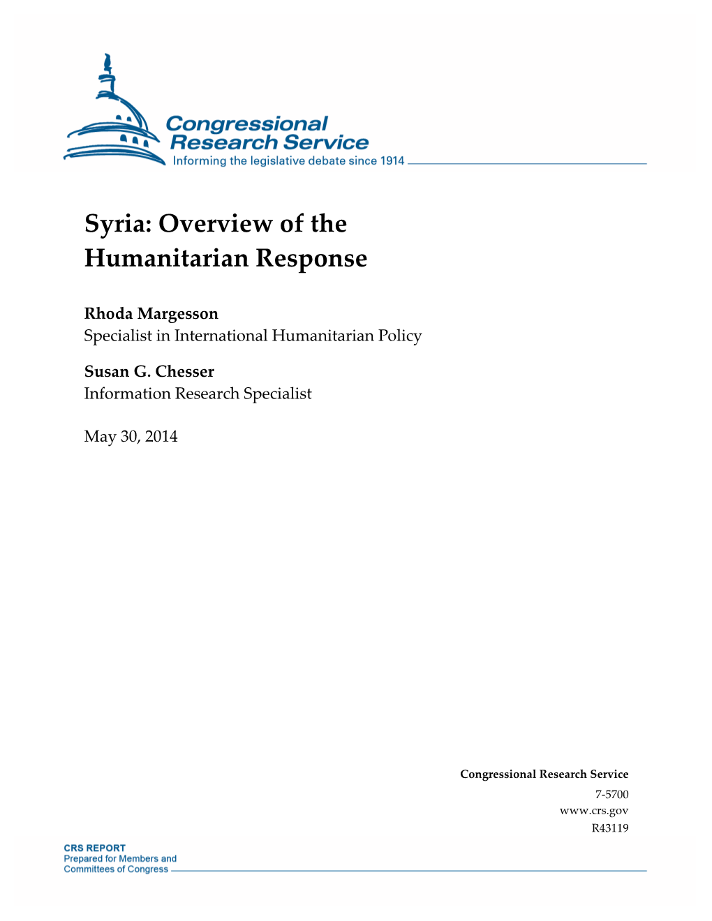 Syria: Overview of the Humanitarian Response