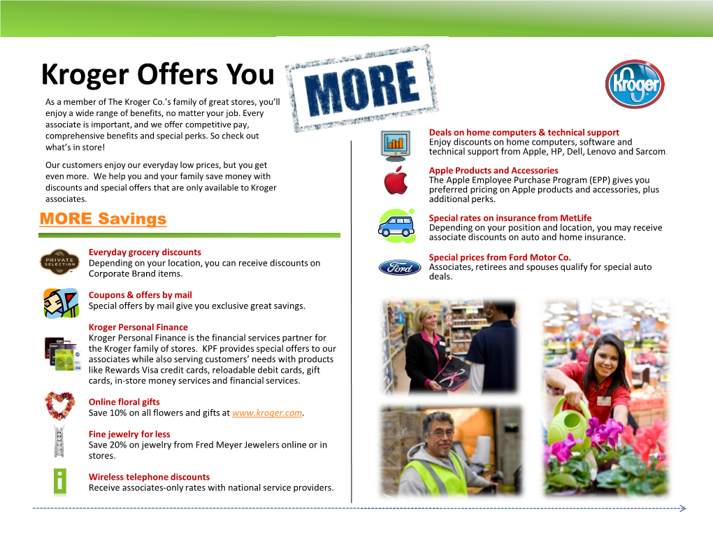 Kroger Offers You As a Member of the Kroger Co.’S Family of Great Stores, You’Ll Enjoy a Wide Range of Benefits, No Matter Your Job