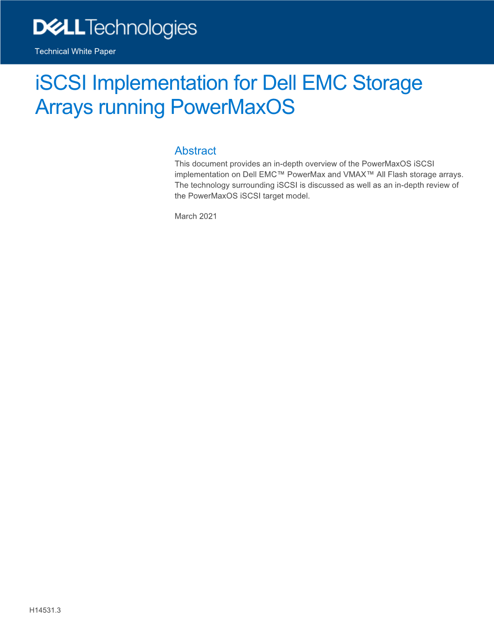 Iscsi Implementation for Dell EMC Storage Arrays Running Powermaxos