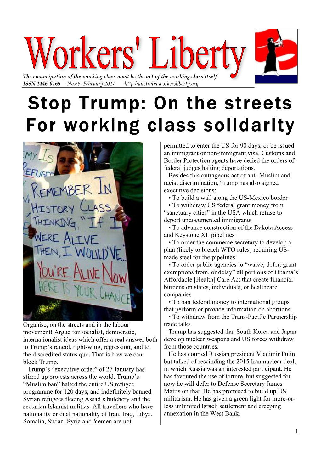 Stop Trump: on the Streets for Working Class Solidarity