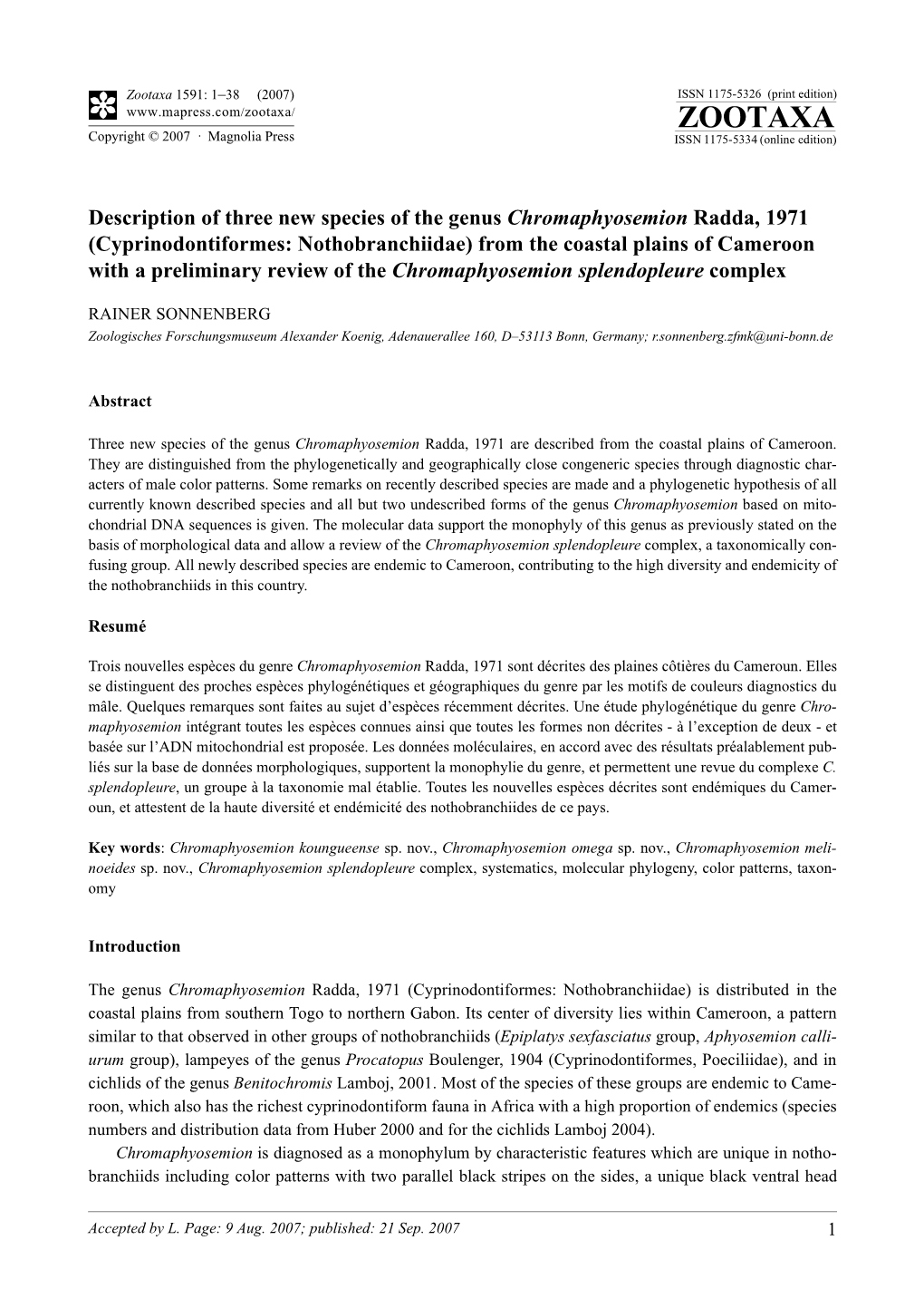 Zootaxa,Description of Three New Species of The