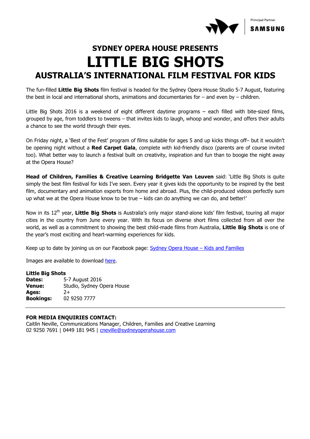 Little Big Shots Australia's International Film Festival for Kids