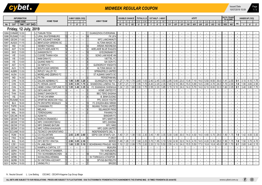 Midweek Regular Coupon 10/07/2019 10:09 1 / 3