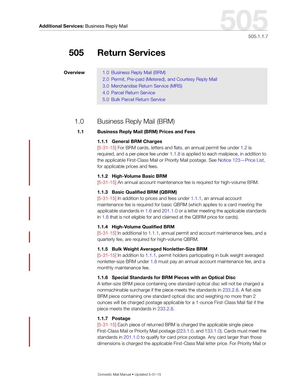 DMM 505 Return Services