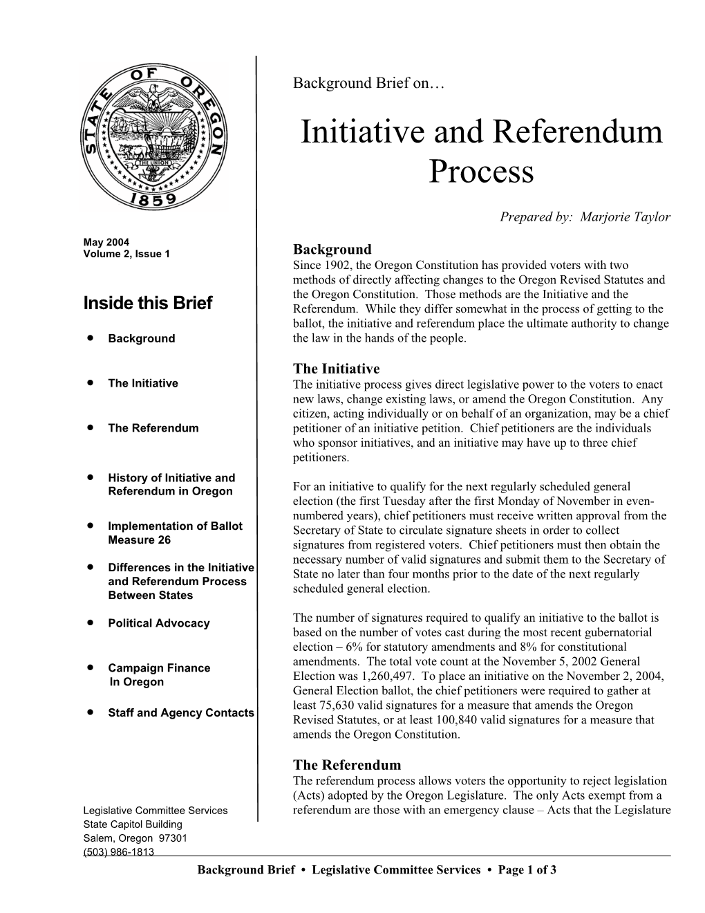Initiative and Referendum Process